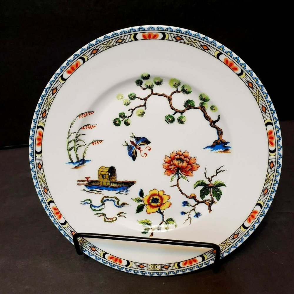 Vintage Royal Limoges Fleur de Chine Plate Bone China Porcelain Butterfly Floral